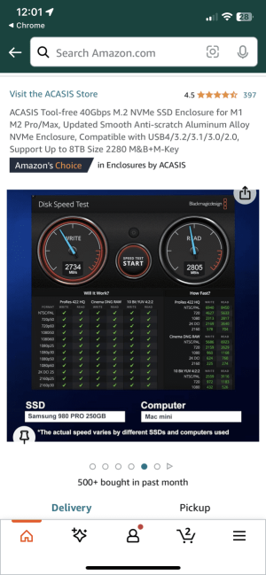 Acasis 40Gbps Tool-free M.2 NVMe SSD Enclosure Compatible with