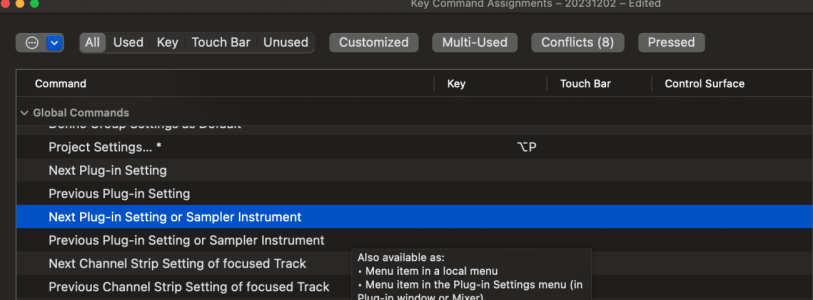 MIDI command for Prev/Next patch in Sampler